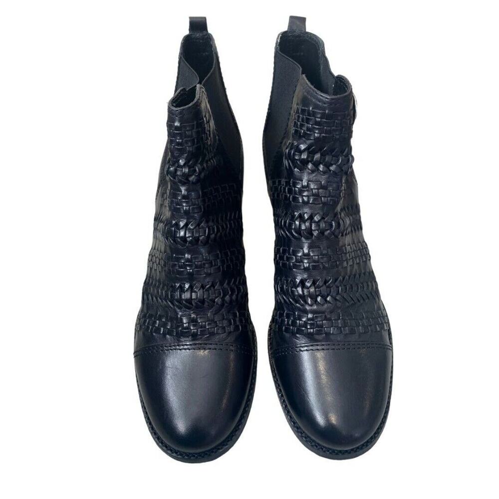 7.5 Brighton Galore Black Woven Leather Booties Boots